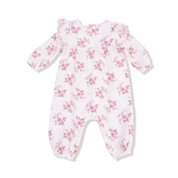 Angel Dear Angel Dear Belle Rosette Dot Long Sleeve Petal Ruffle Romper