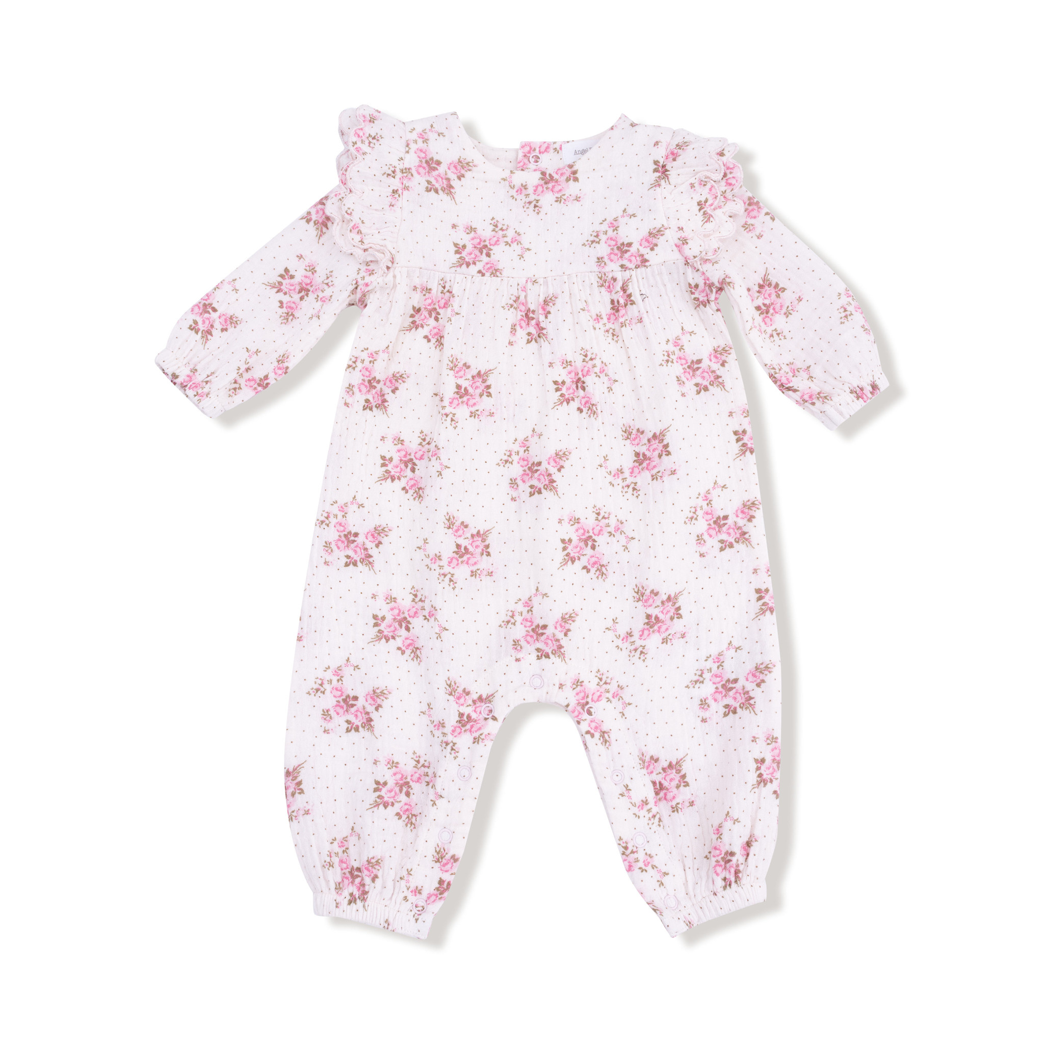 Angel Dear Angel Dear Belle Rosette Dot Long Sleeve Petal Ruffle Romper