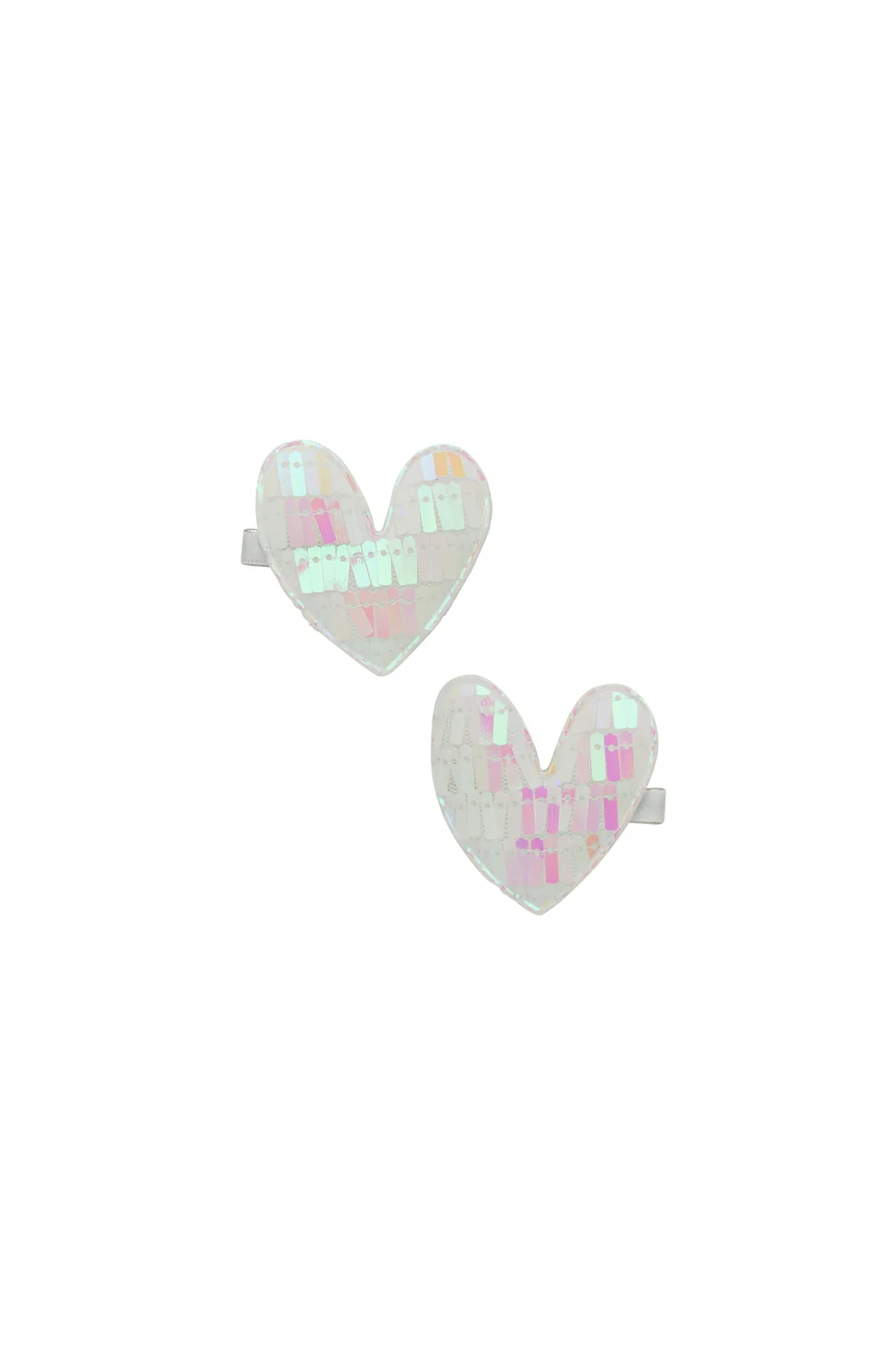 Project 6 Kids Sequinned Heart Clip Set - White Sparkle