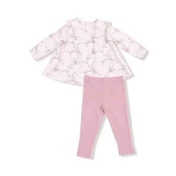 Angel Dear Angel Dear Antoinette Floral Long Sleeve Ruffle Top & Legging