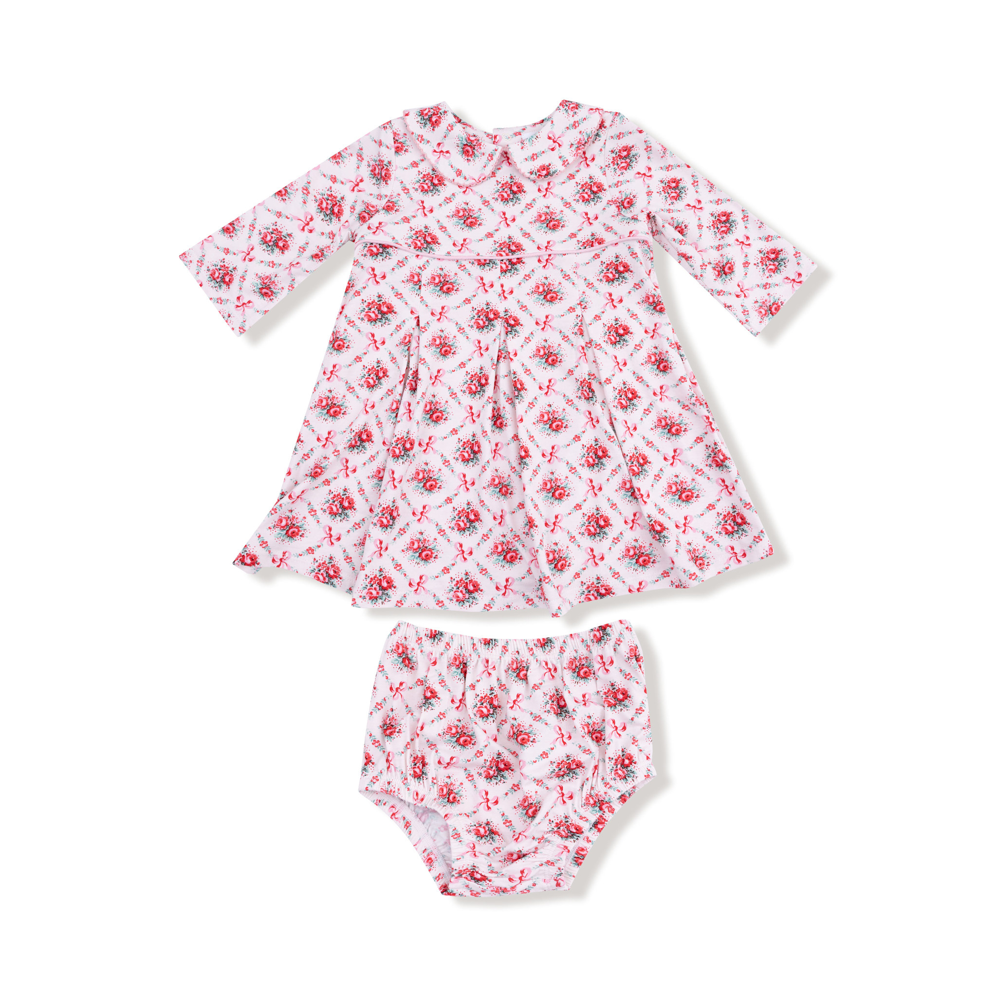 Angel Dear Angel Dear Rose Bow Lattice Dress & Diaper Cover Set