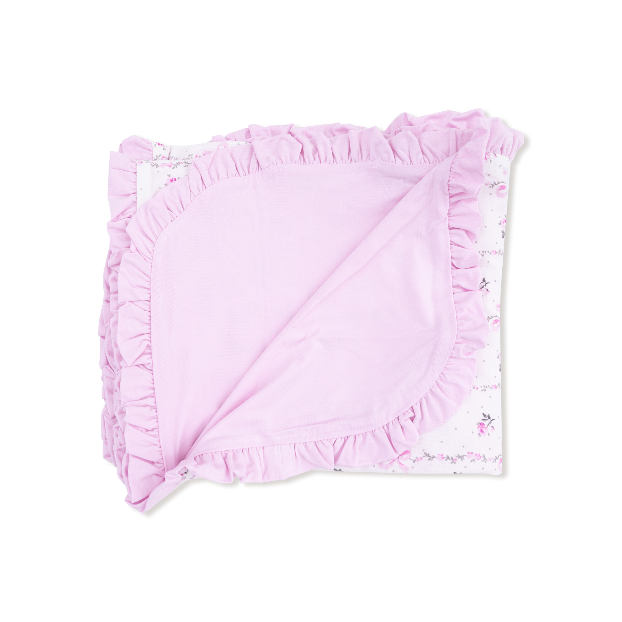 Angel Dear Angel Dear Dainty Buds & Bows Stripe Ruffle Blanket