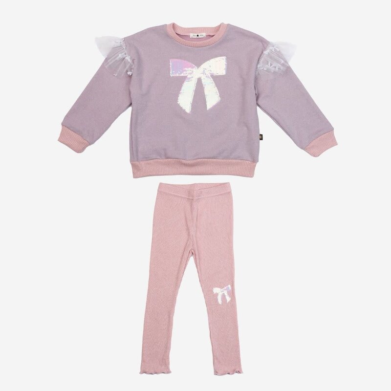 Petite Hailey Petite Hailey Glitter Bow Frill Sweatshirt Set
