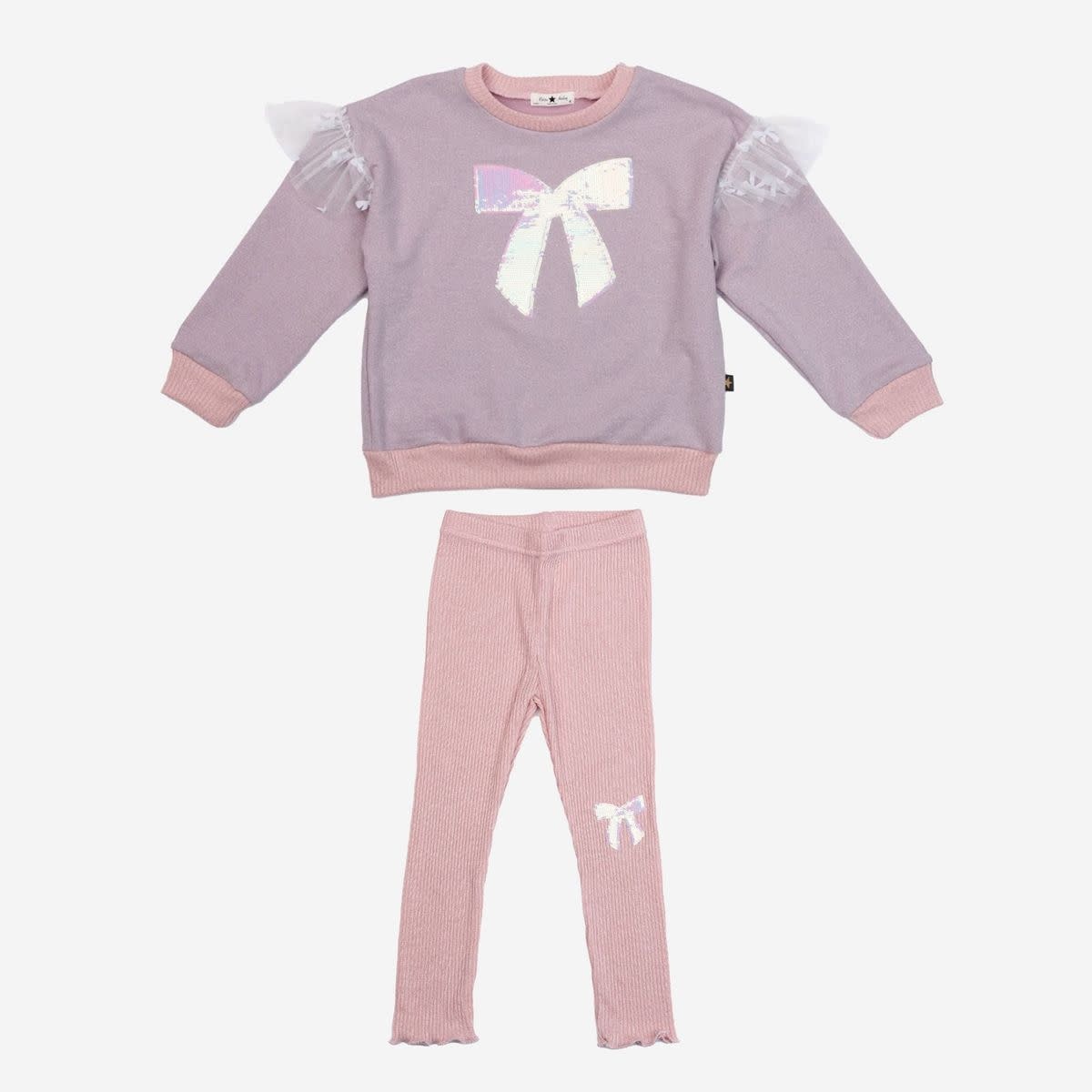 Petite Hailey Petite Hailey Glitter Bow Frill Sweatshirt Set