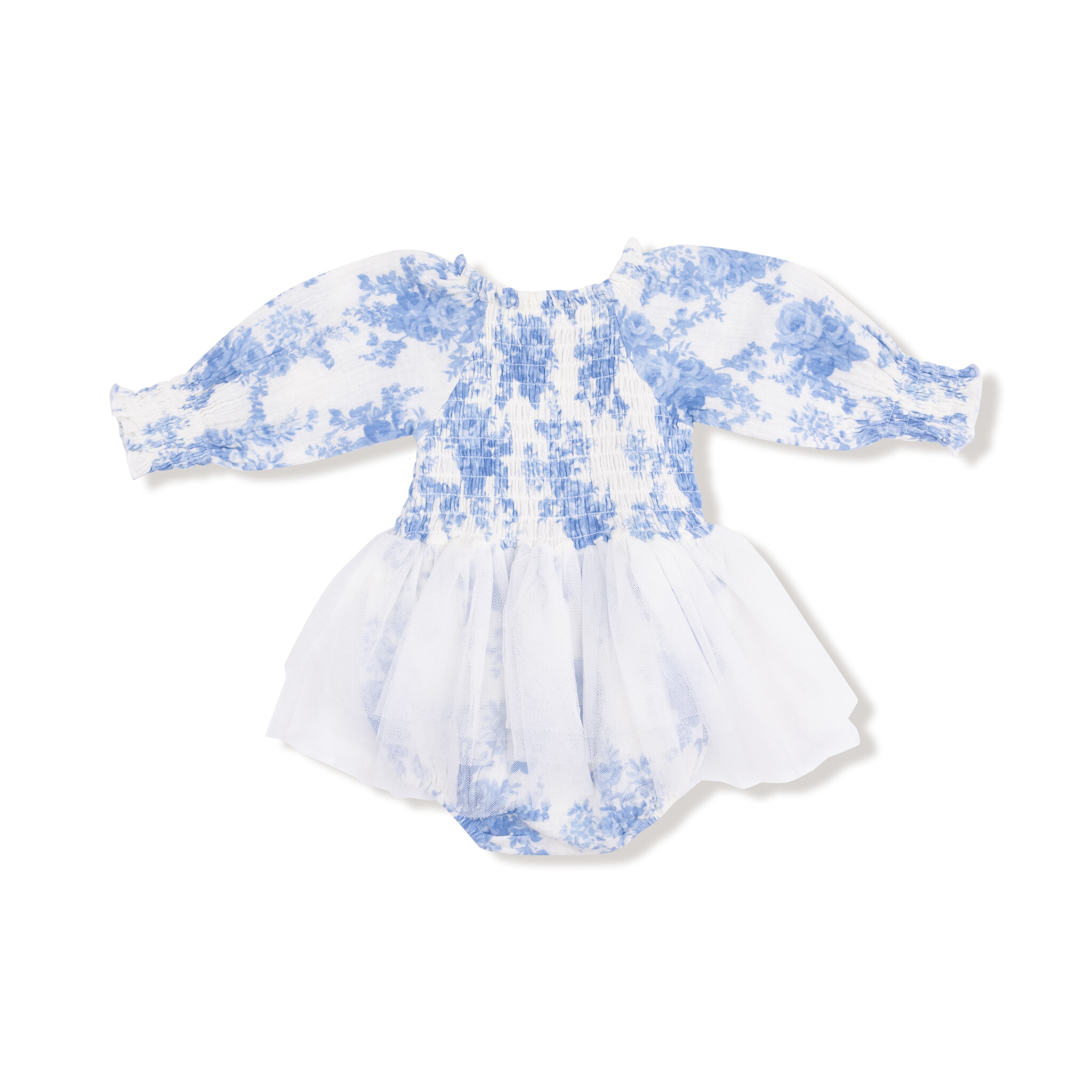 Angel Dear Angel Dear Dream Cottage Floral Blue Smocked Bubble w/Tutu
