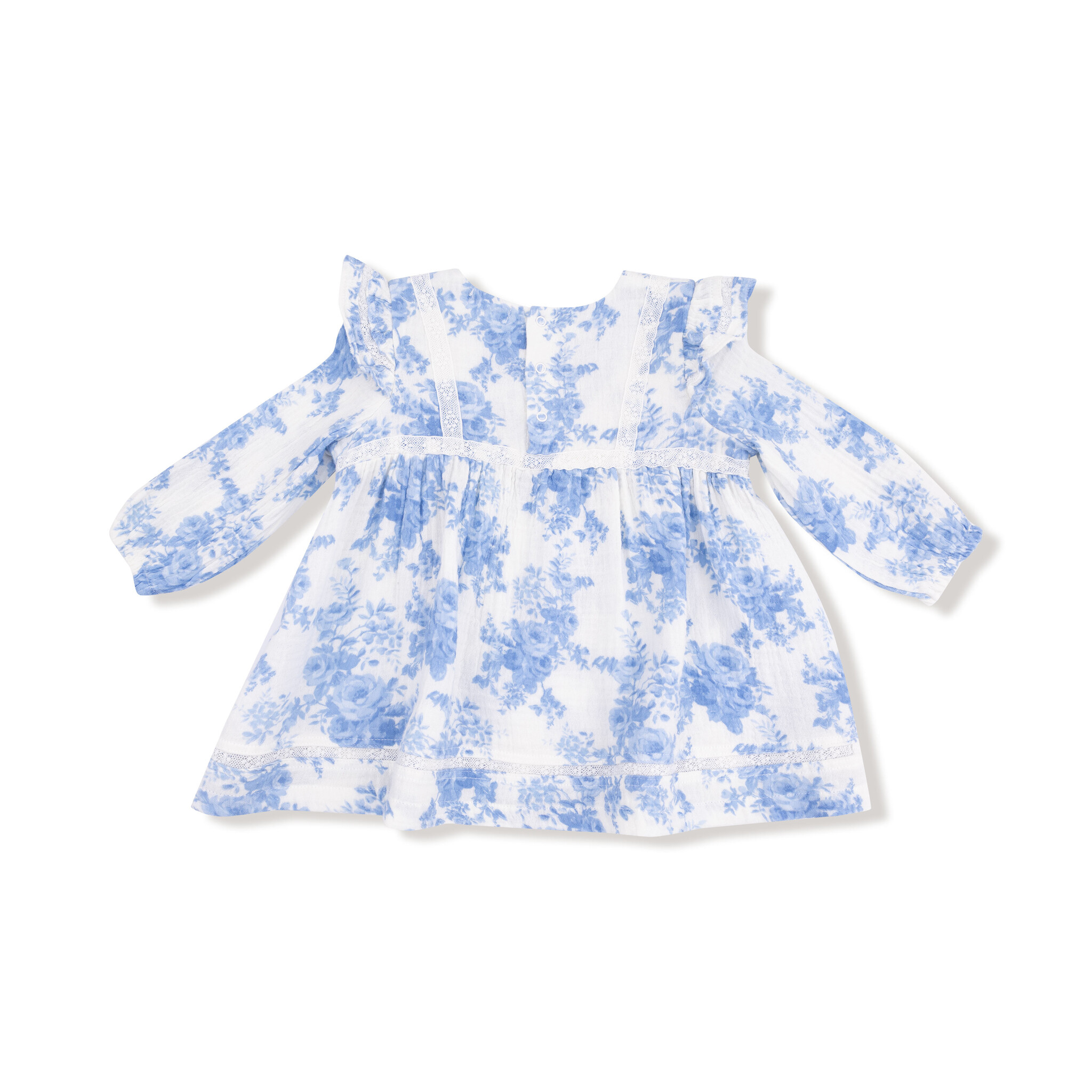 Angel Dear Angel Dear Dream Cottage Floral Blue Vintage Lace Dress
