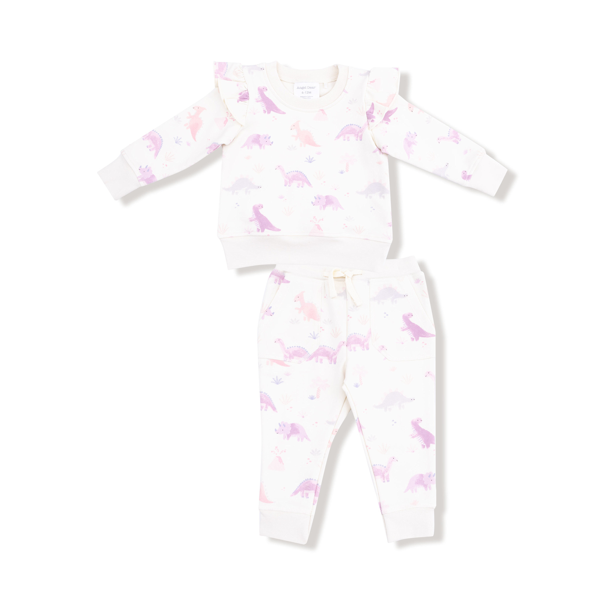 Angel Dear Angel Dear Soft Dinos Ruffle Sweatshirt & Legging Set