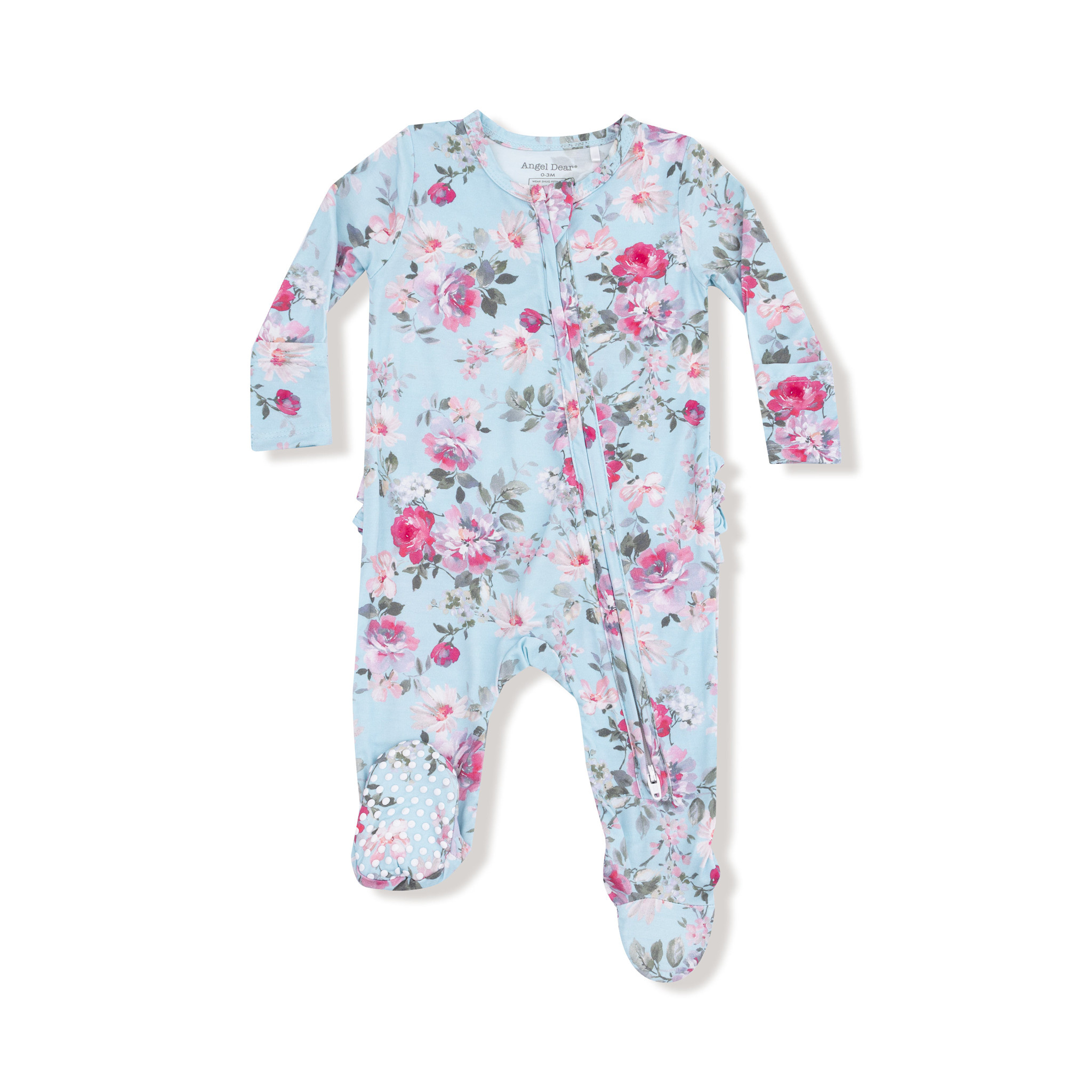 Angel Dear Angel Dear Charlotte Floral 2 Way Ruffle Zipper Footie