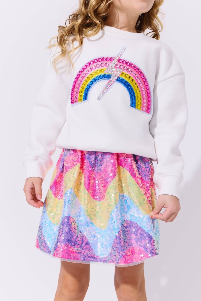 Lola & the Boys Lola & The Boys Gems Rainbow Flash Sweatshirt