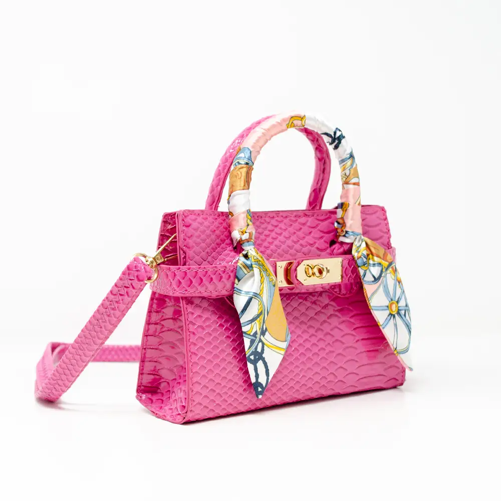 Crocodile Scarf Handbag- Hot Pink