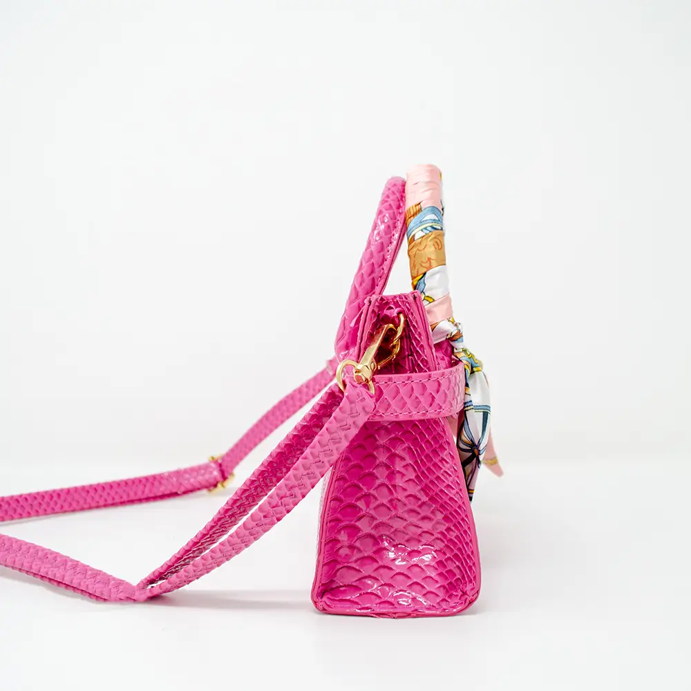 Crocodile Scarf Handbag- Hot Pink