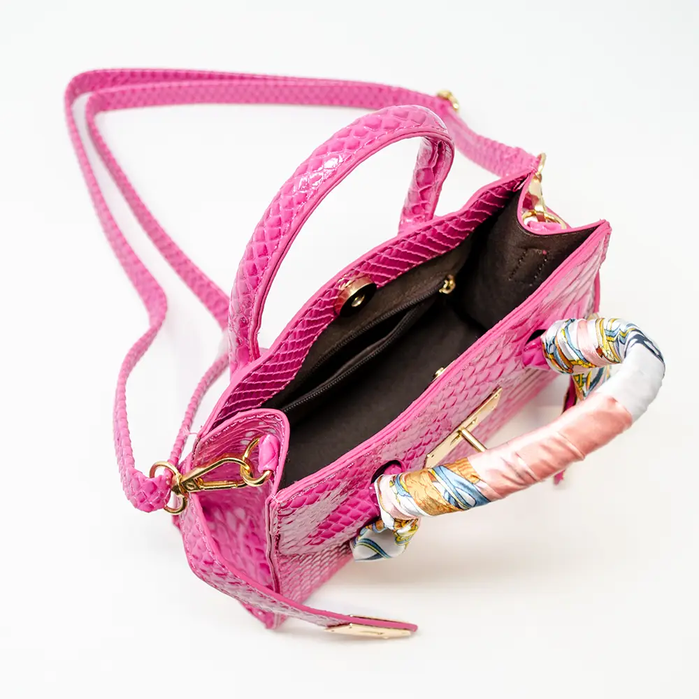 Crocodile Scarf Handbag- Hot Pink