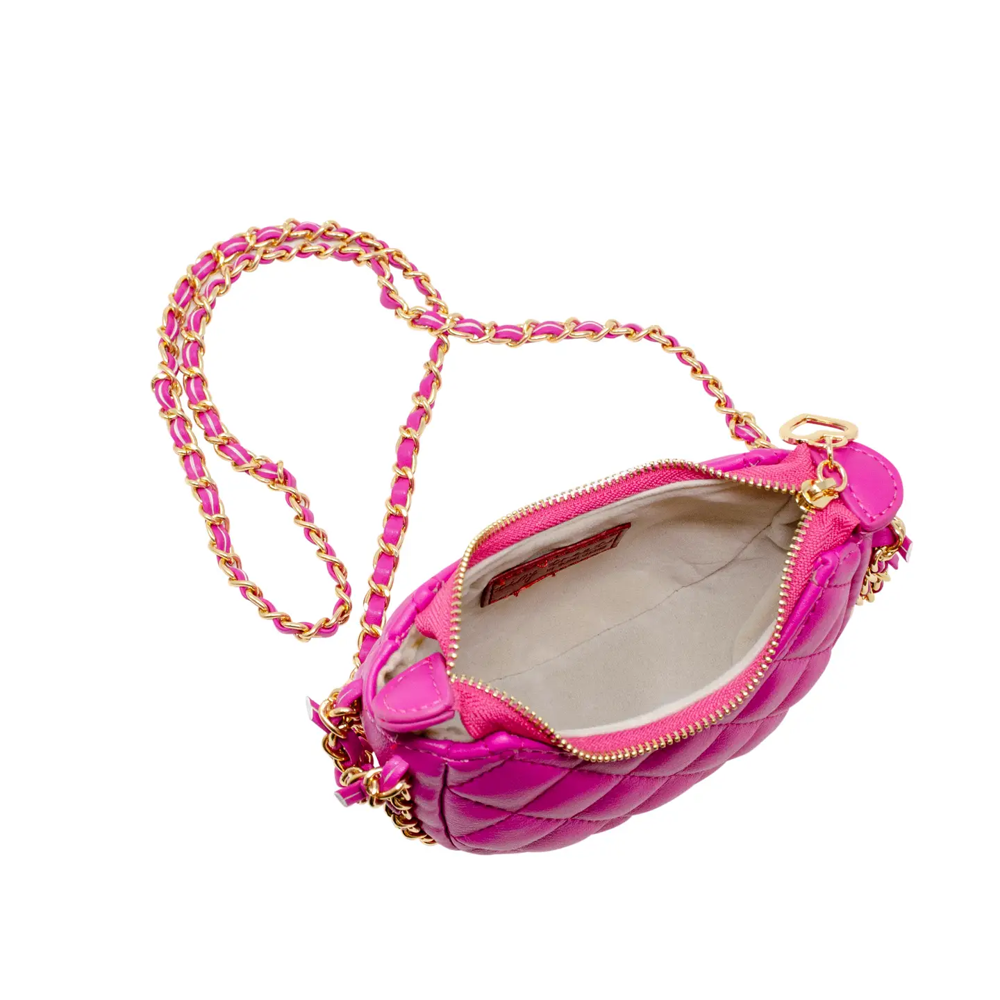 Tiny Quilted Chain Wrapped Hobo Bag- Hot Pink