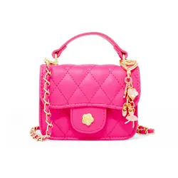 Tiny Quilted Ballet Charm Handbag- Hot Pink