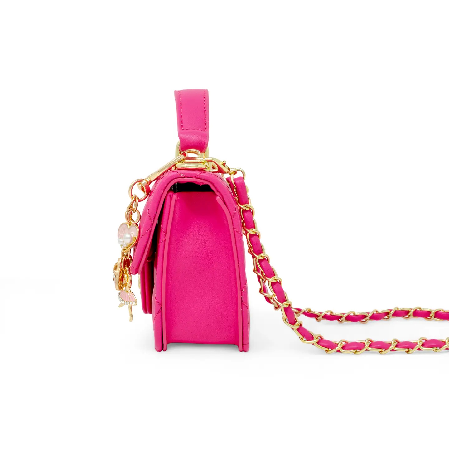 Tiny Quilted Ballet Charm Handbag- Hot Pink