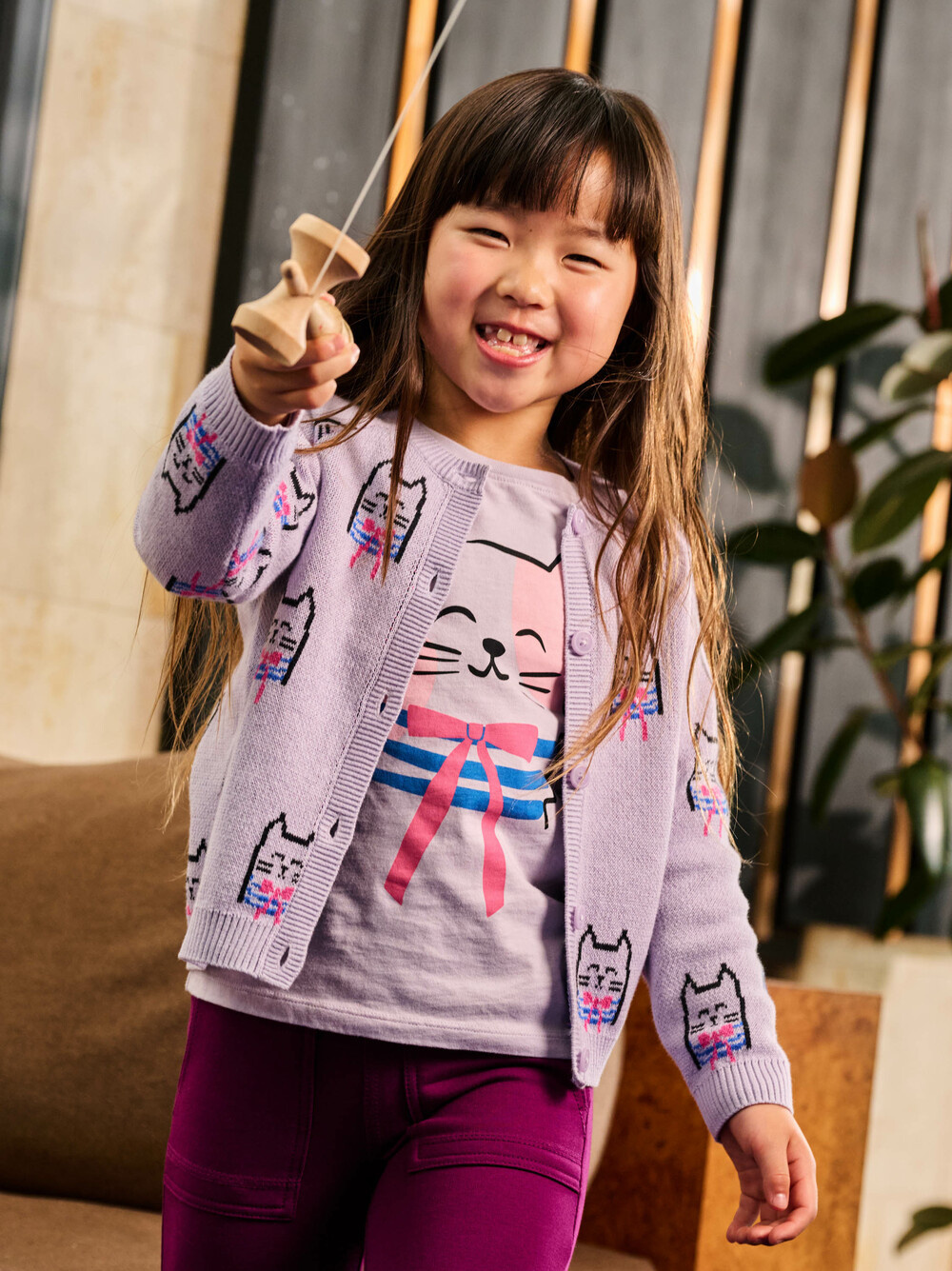 Tea Collection Tea Iconic Bowtie Cats Cardigan