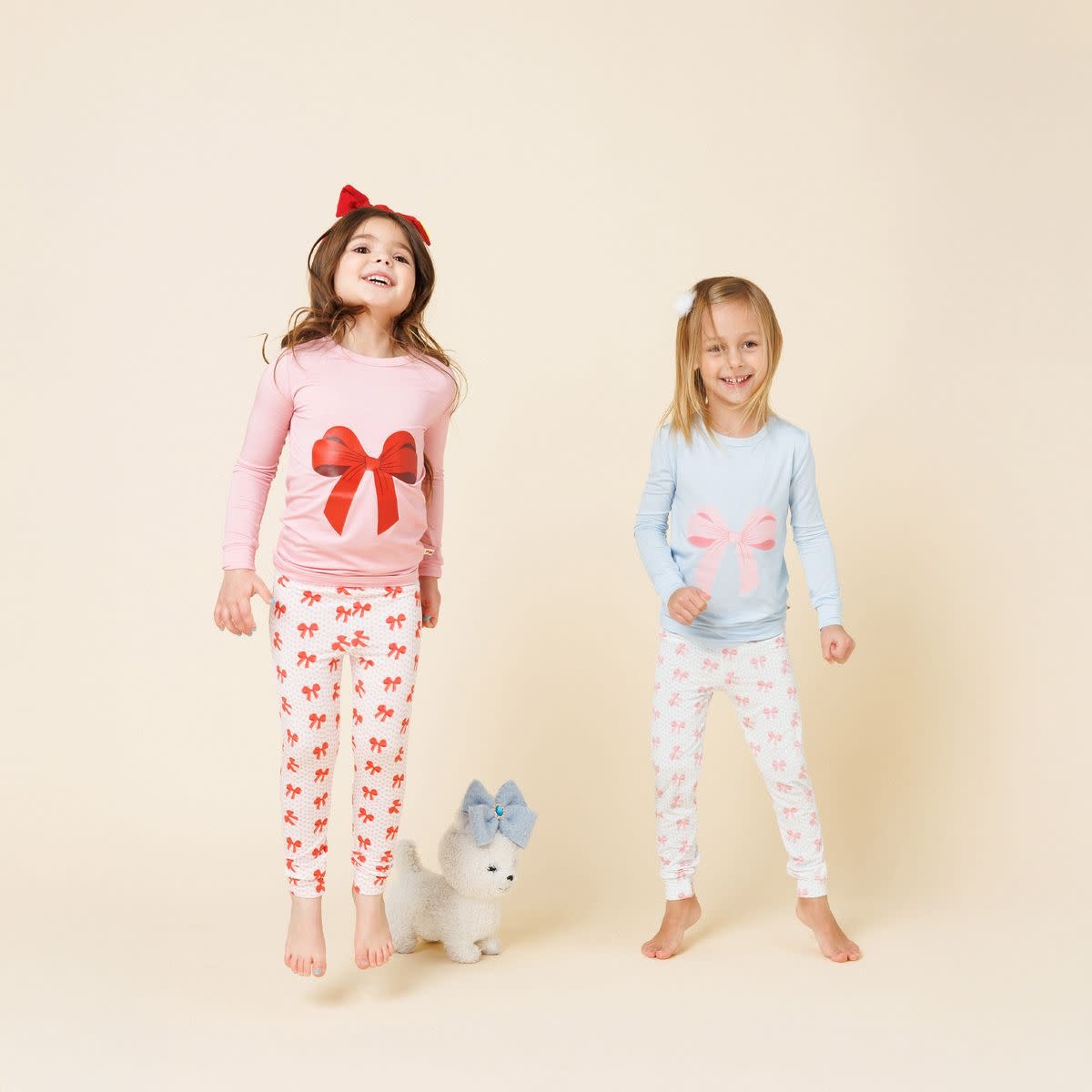 Petite Hailey Petite Hailey Pink Bow Bamboo Long Sleeve Printed PJs Set