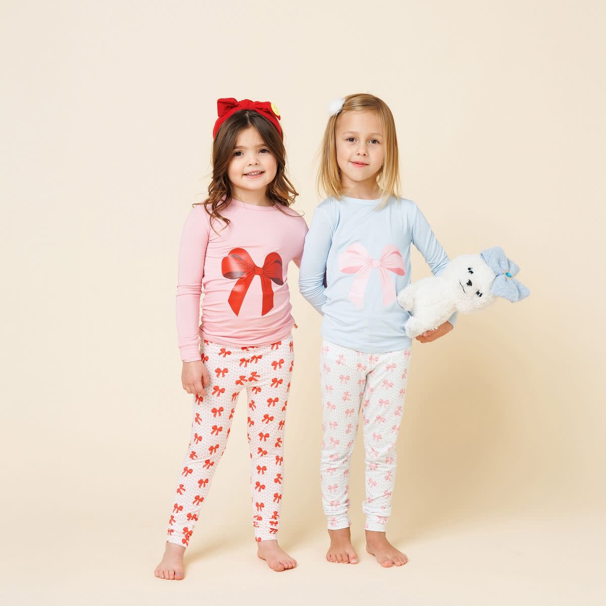 Petite Hailey Petite Hailey Pink Bow Bamboo Long Sleeve Printed PJs Set