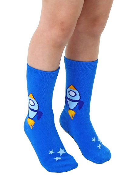 Living Royal 3D Packaged Crew Socks - Kids - Rocket Ship in Space