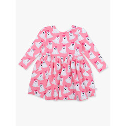 RuffleButts Rufflebutts Ghostie Girls Knit Long Sleeve Twirl Dress