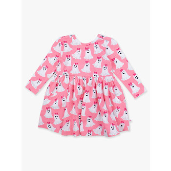 RuffleButts Rufflebutts Ghostie Girls Knit Long Sleeve Twirl Dress