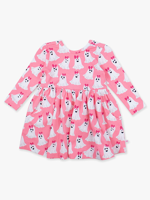 RuffleButts Rufflebutts Ghostie Girls Knit Long Sleeve Twirl Dress