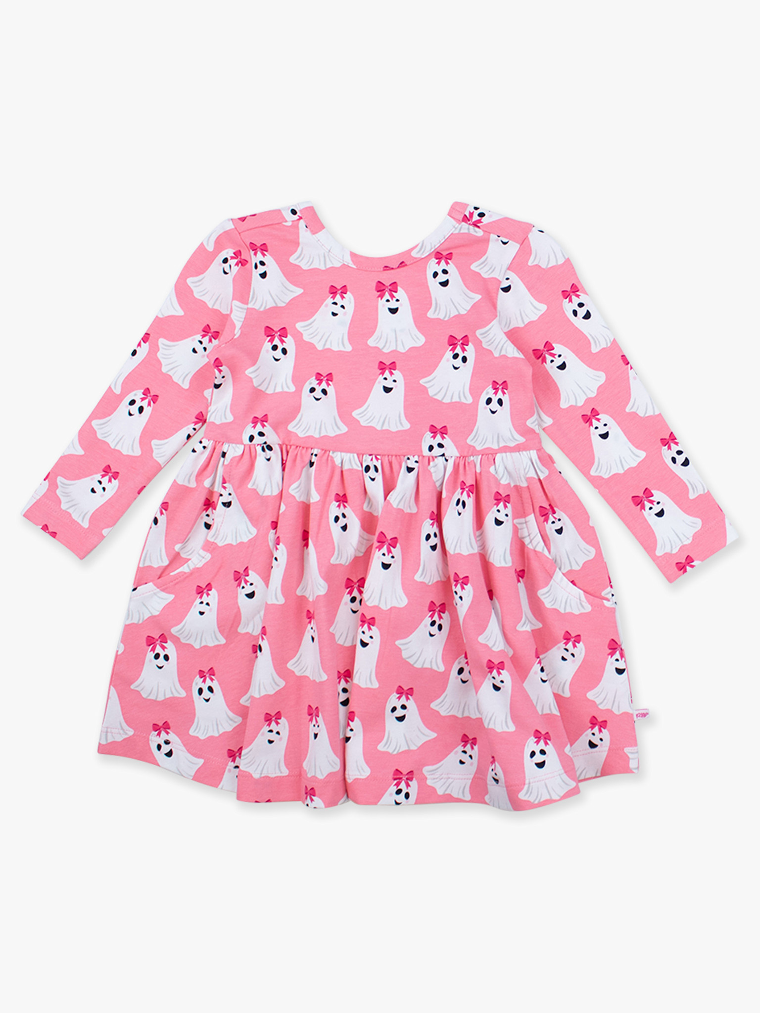 RuffleButts Rufflebutts Ghostie Girls Knit Long Sleeve Twirl Dress