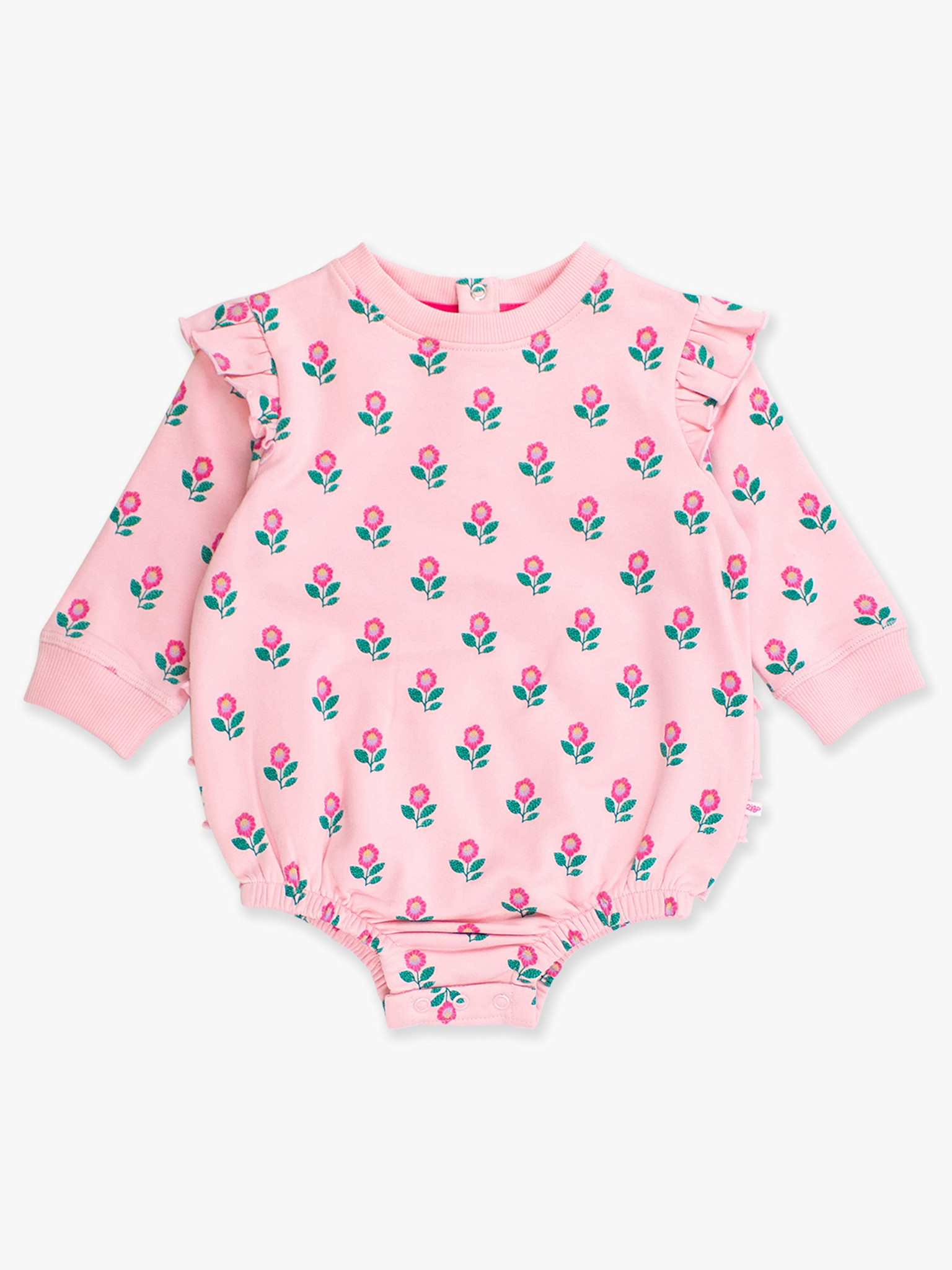 RuffleButts Rufflebutts Zinnia Meadow Sweatshirt Bubble Romper