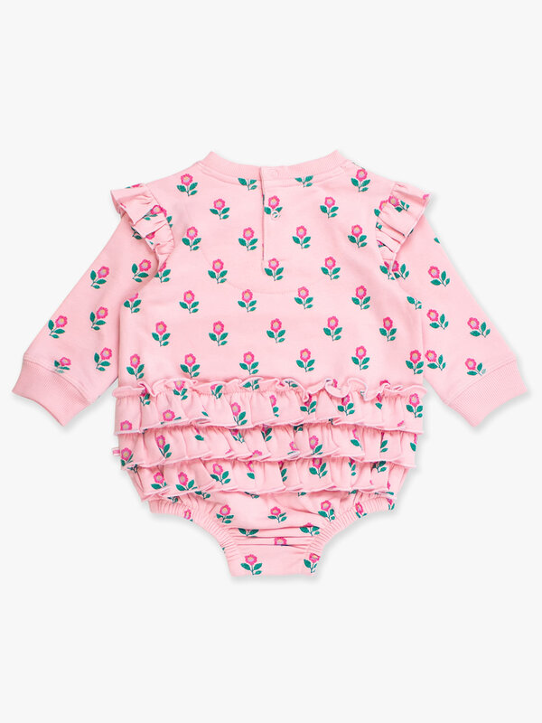 RuffleButts Rufflebutts Zinnia Meadow Sweatshirt Bubble Romper