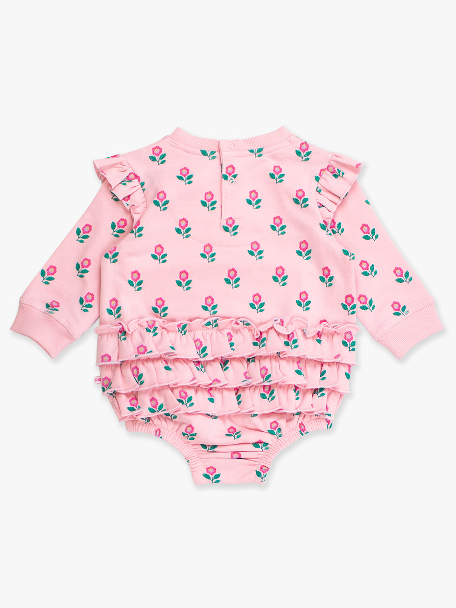 RuffleButts Rufflebutts Zinnia Meadow Sweatshirt Bubble Romper
