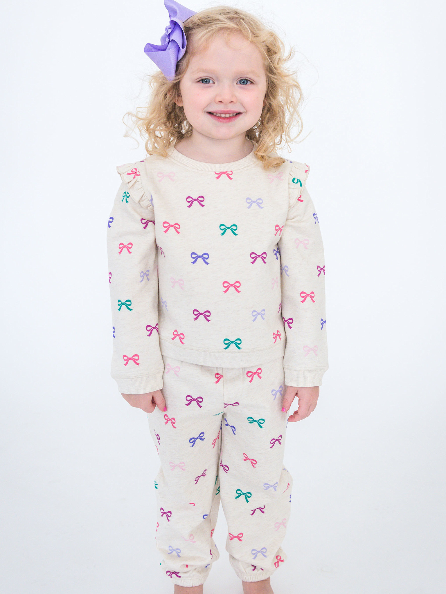 RuffleButts Rufflebutts Ribbons Flutter Sweatshirt Jogger Set