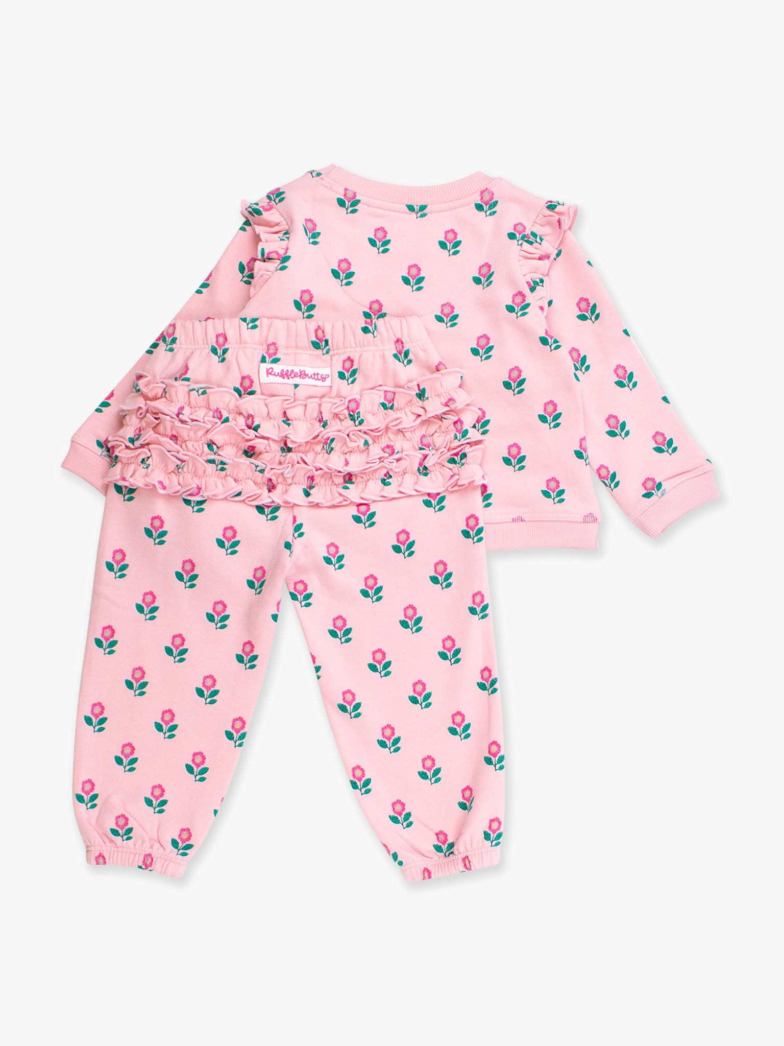 RuffleButts Rufflebutts Zinnia Meadows Flutter Sweatshirt Jogger Set