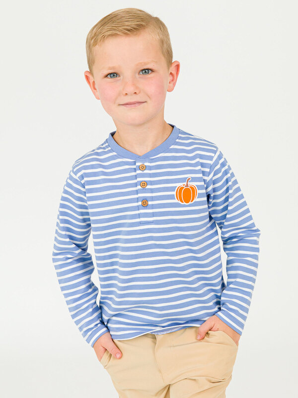 RuffleButts Rufflebutts Pumpkin Knit Long Sleeve Henley Tee