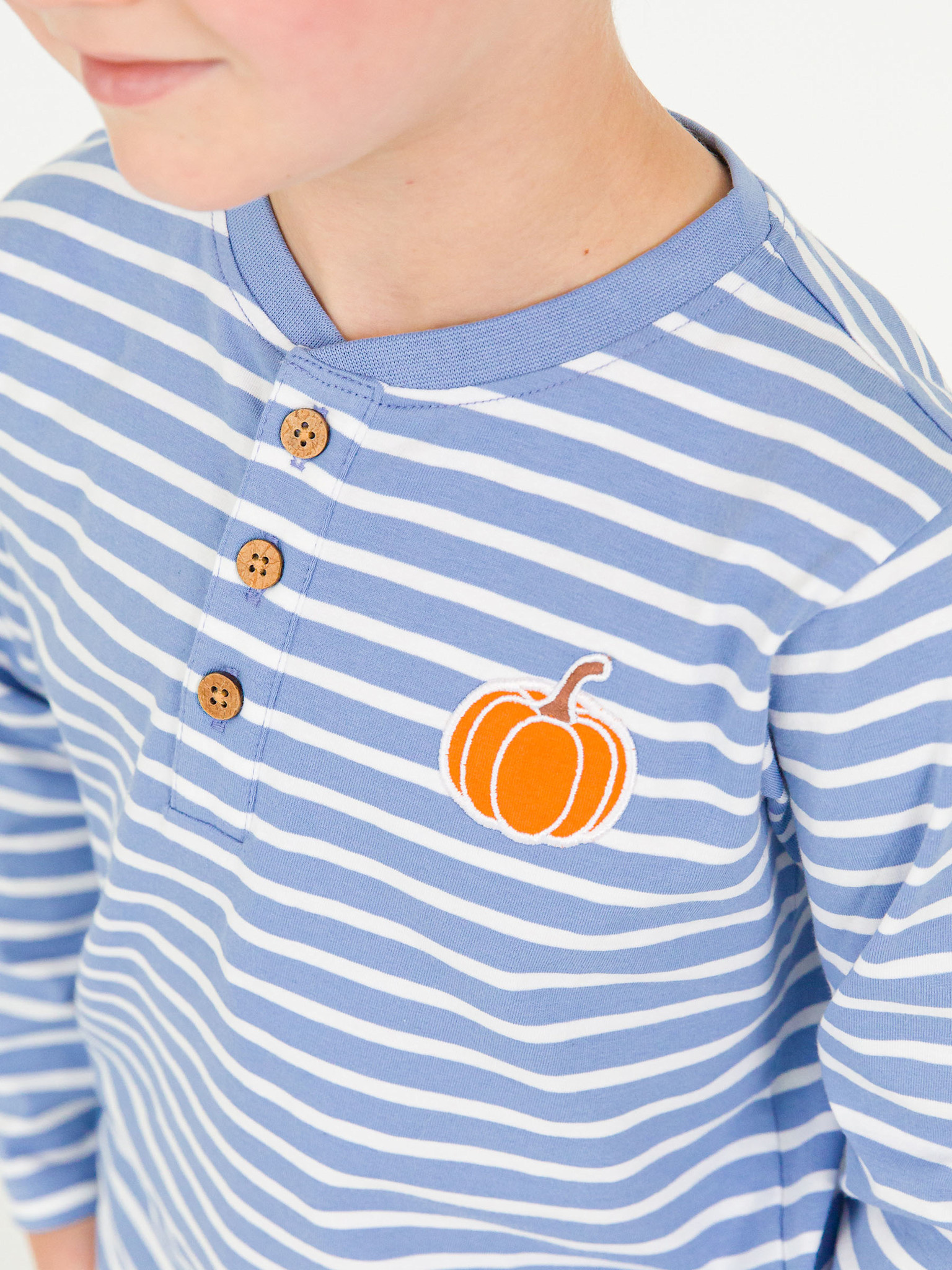 RuffleButts Rufflebutts Pumpkin Knit Long Sleeve Henley Tee