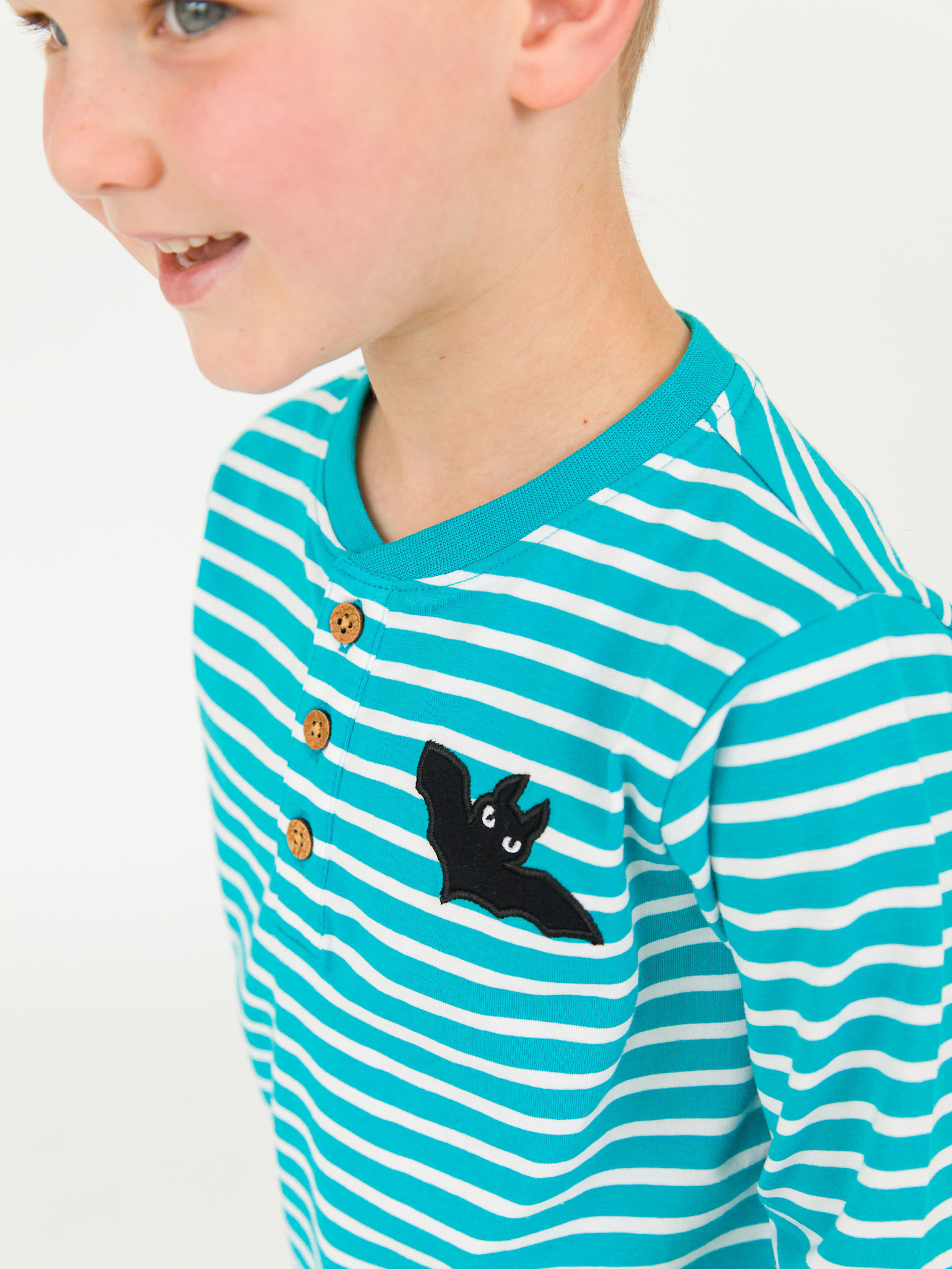 RuffleButts Rufflebutts Bat Knit Long Sleeve Henley Tee