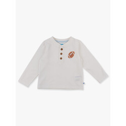 RuffleButts Rufflebutts Football Knit Long Sleeve Henley Tee