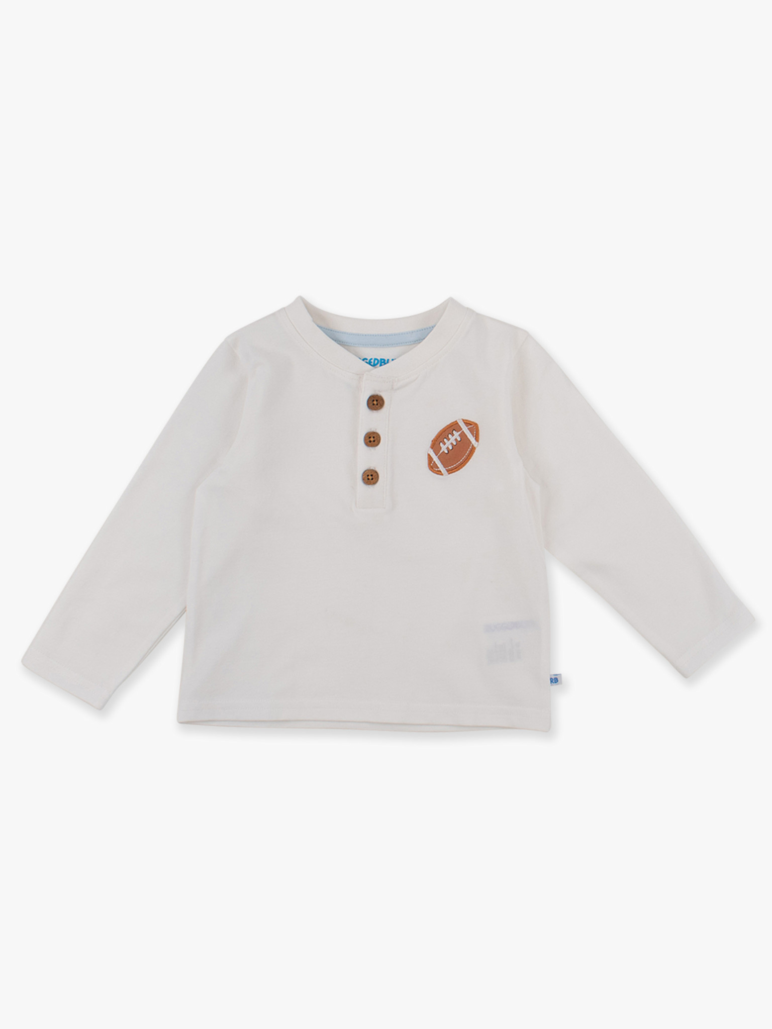 RuffleButts Rufflebutts Football Knit Long Sleeve Henley Tee