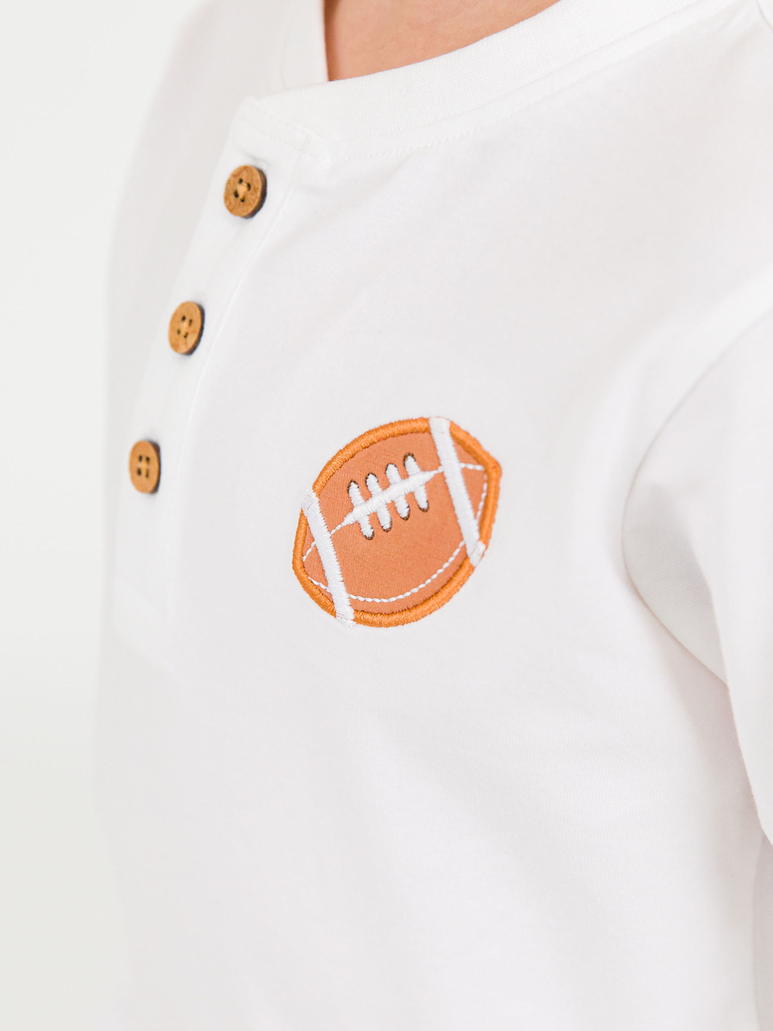 RuffleButts Rufflebutts Football Knit Long Sleeve Henley Tee