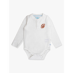 RuffleButts Rufflebutts Football Knit Long Sleeve Henley Bodysuit