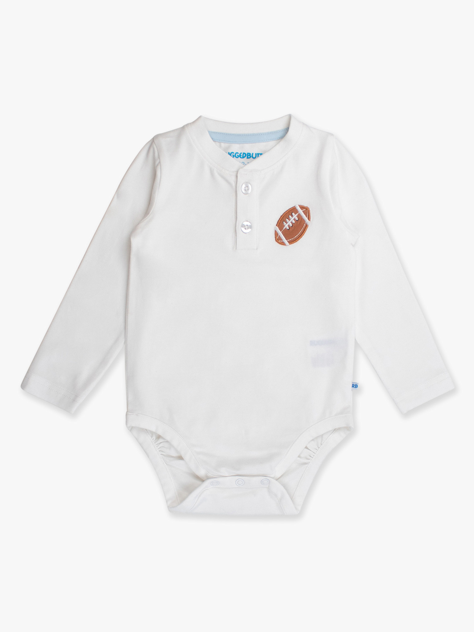 RuffleButts Rufflebutts Football Knit Long Sleeve Henley Bodysuit