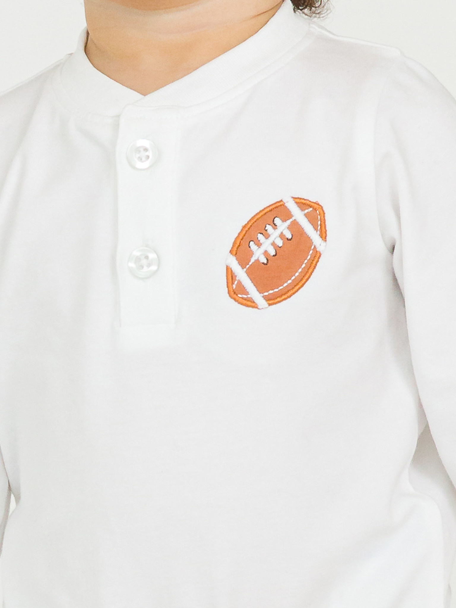 RuffleButts Rufflebutts Football Knit Long Sleeve Henley Bodysuit