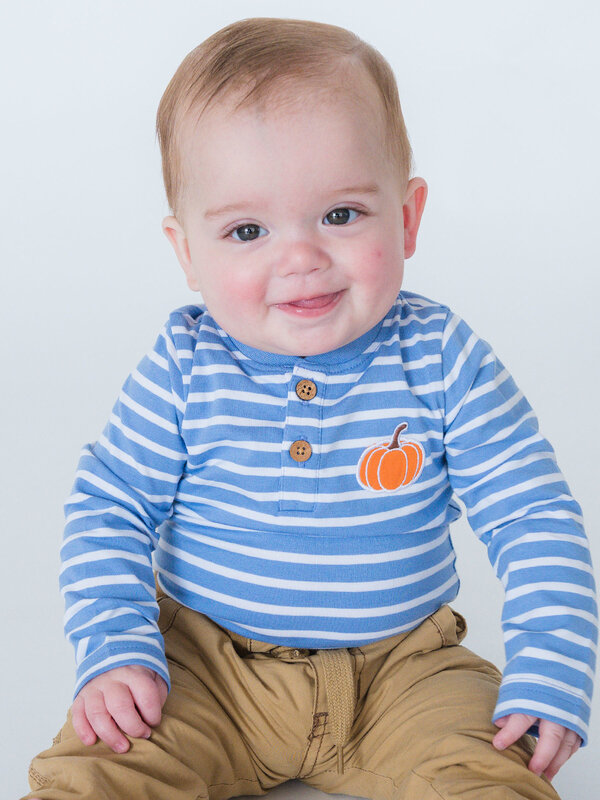 RuffleButts Rufflebutts Pumpkin Knit Long Sleeve Henley Bodysuit