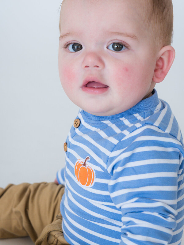 RuffleButts Rufflebutts Pumpkin Knit Long Sleeve Henley Bodysuit