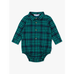RuffleButts Rufflebutts Hayden Plaid Long Sleeve Button Down Bodysuit