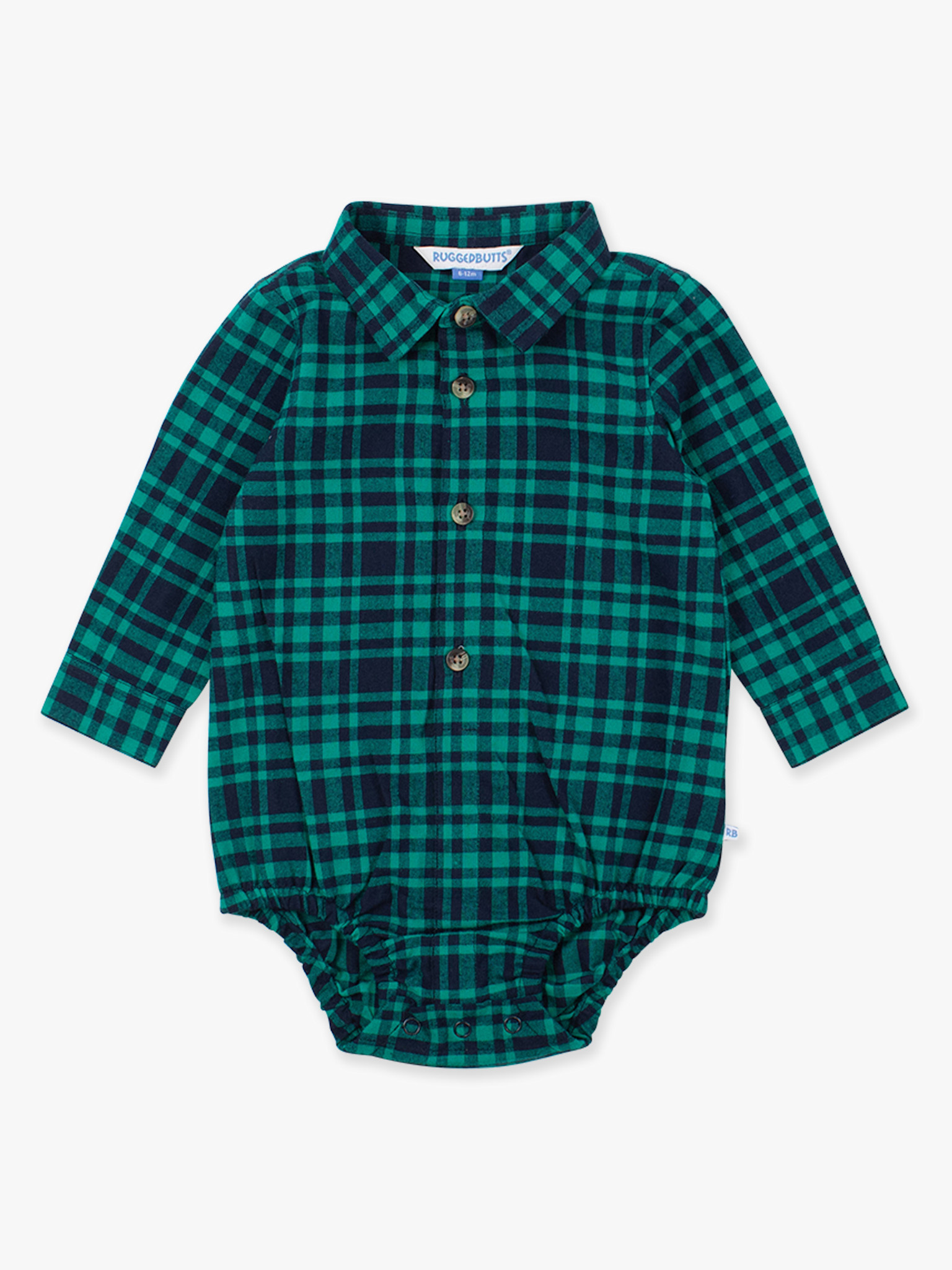 RuffleButts Rufflebutts Hayden Plaid Long Sleeve Button Down Bodysuit