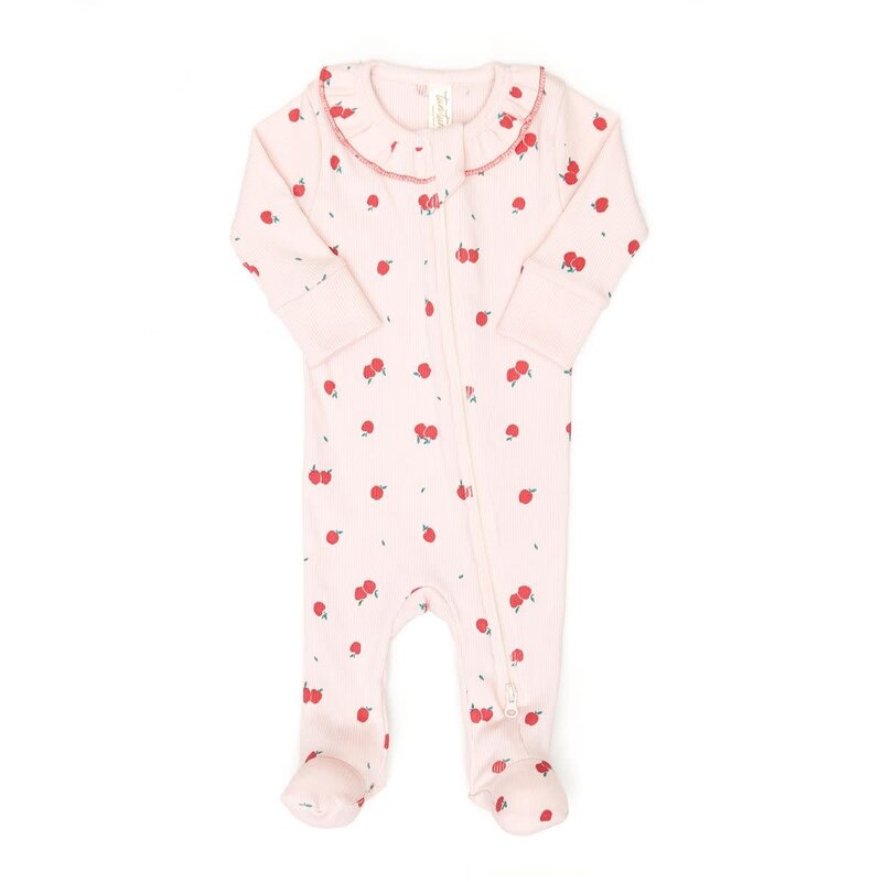 Tun Tun Tun Tun Rose Apples Ruffle Double Way Zip Footie