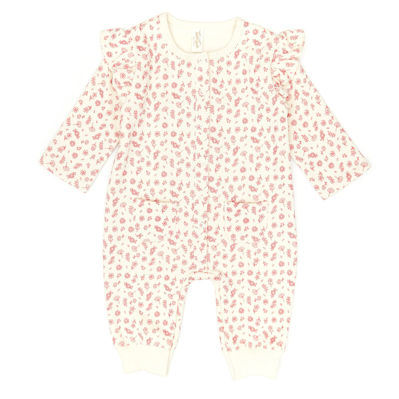 Tun Tun Tun Tun Red Flowers Ruffle Jumpsuit