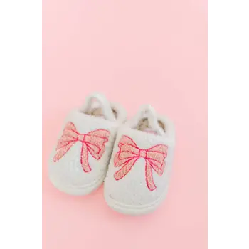 Rock Paper Scissors Fuzzy Plush Slippers with Bow