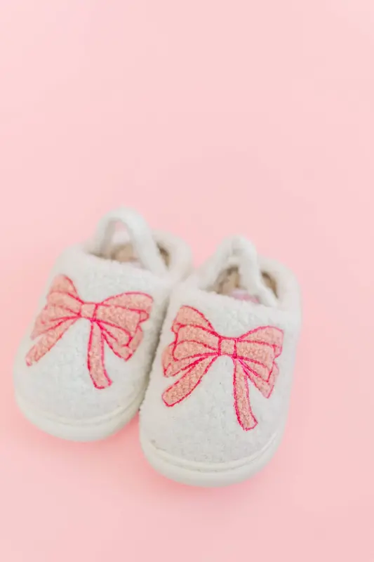 Rock Paper Scissors Fuzzy Plush Slippers with Bow