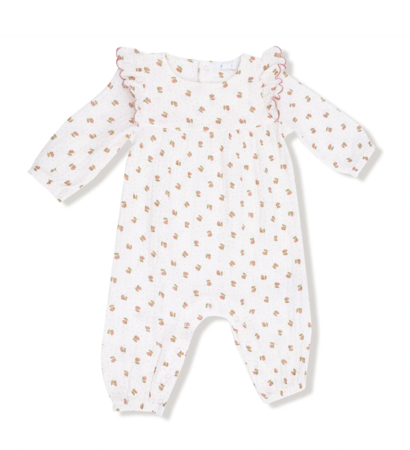 Angel Dear Angel Dear Petite Pointe Fleur Long Sleeve Ruffle Romper